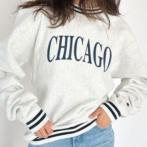 chicago champion striped rib crewneck